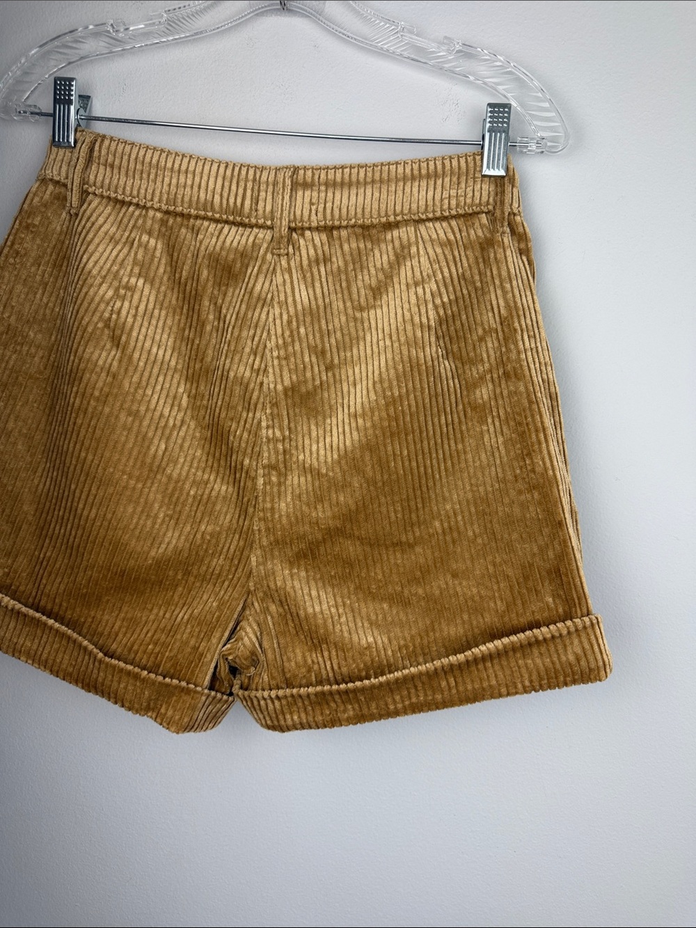 Sezane Maddie Shorts Dark Beige High Waist Pockets Cuffed Corduroy Size 4 Fall - Picture 13 of 16
